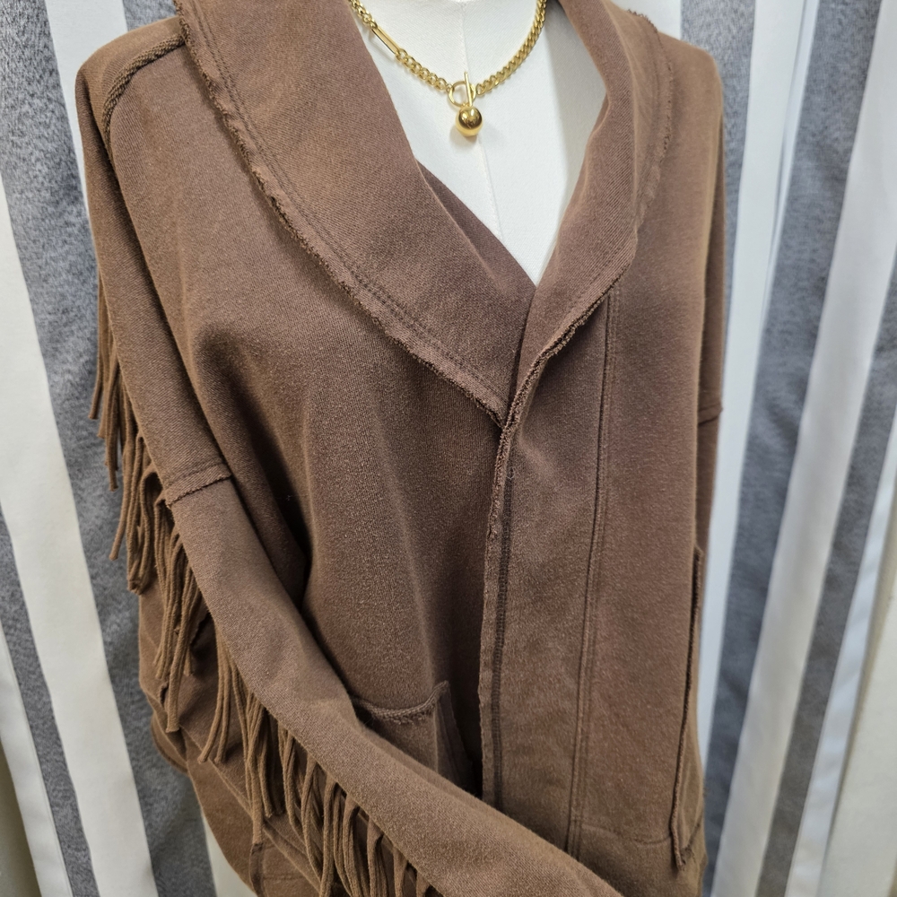 eesome brown western long sleeve fringe jacket